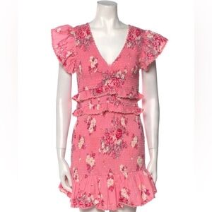 LoveShackFancy Pink Floral Mini Dress